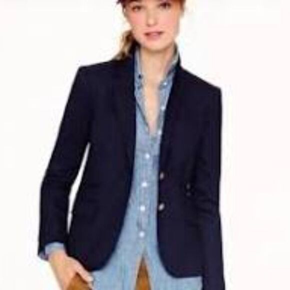 J. Crew Classic Schoolboy Navy Blue Blazer Gold Buttons Wool Size 10 - Picture 8 of 8